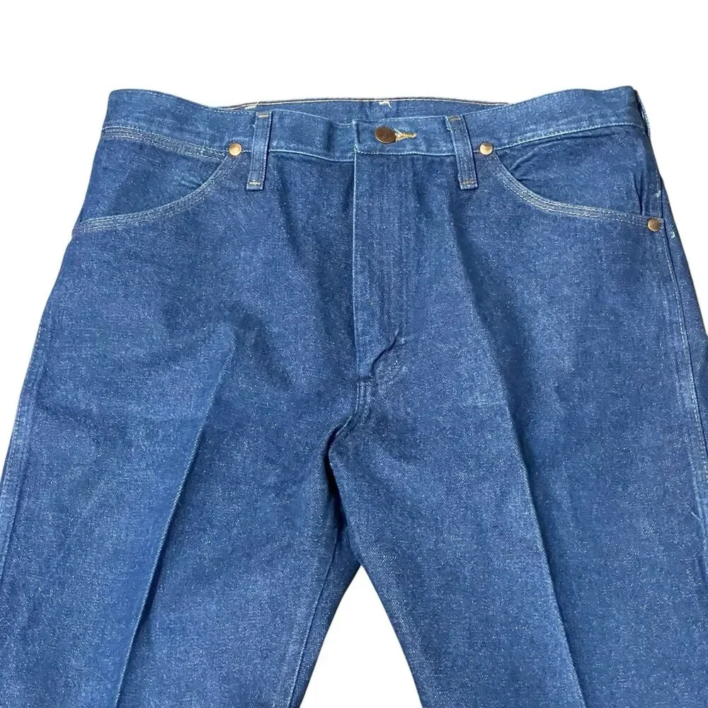 Wrangler Medium Dark Wash Rigid Cowboy Cut Straight Jeans Men's 13Mwz 34x30